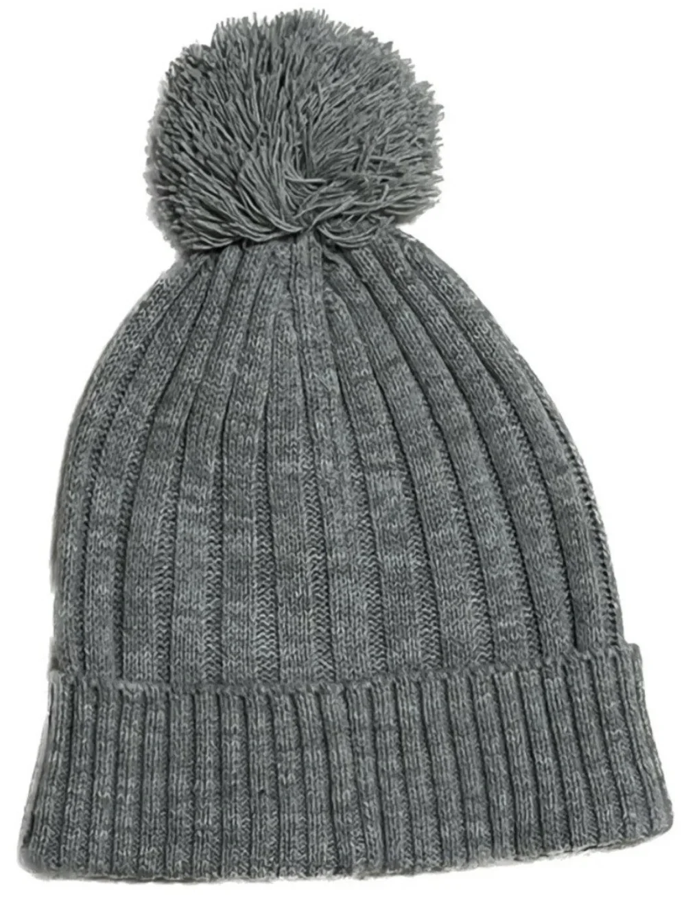 Michael Kors Pom Pom Ribbed Knit Beanie Hat Heather Gray One Size NWT